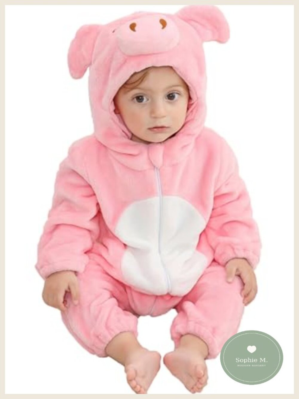 Unisex Baby Pig Costume Toddler Animal Onesie Hooded Romper Flannel Warm